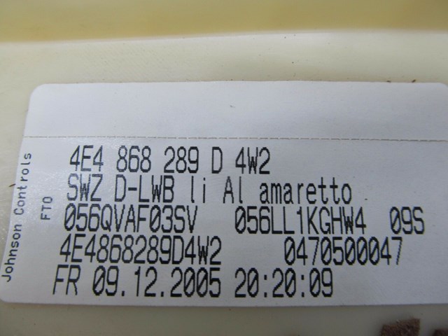 2004-2008 AUDI A8L W12 OEM LEFT REAR DRIVER D PILLAR TRIM COVER ALCANTARA