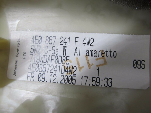 2004-2008 AUDI A8L W12 OEM LEFT REAR DRIVER SIDE UPPER C PILLAR TRIM COVER