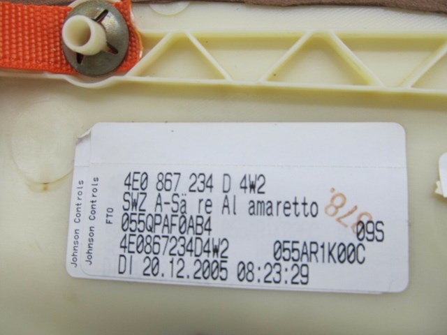 2004-2008 AUDI A8L W12 OEM RIGHT FRONT PASS. INTERIOR A PILLAR TRIM ALCANTARA