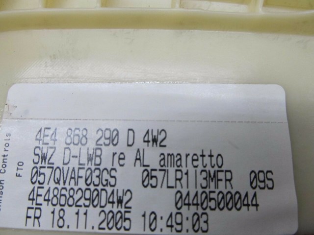 2004-2008 AUDI A8L W12 OEM RIGHT REAR PASSENGER D PILLAR TRIM COVER ALCANTARA