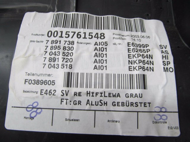 2002-2006 BMW M3 E46 COUPE OEM RIGHT REAR QUARTER PANEL SPEAKER TRIM COVER 