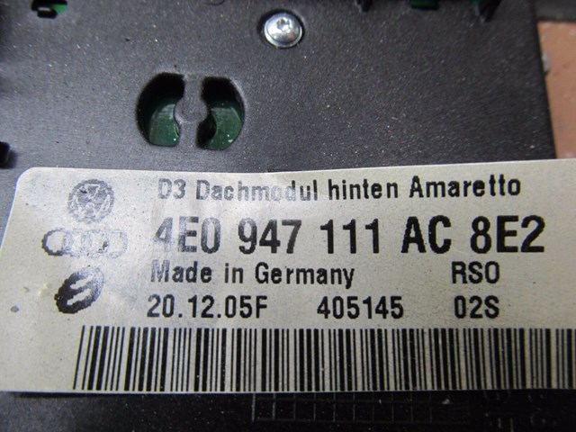 2004-2008 AUDI A8L W12 OEM REAR ROOF DOME LIGHT READING LIGHT WINDOW BLIND