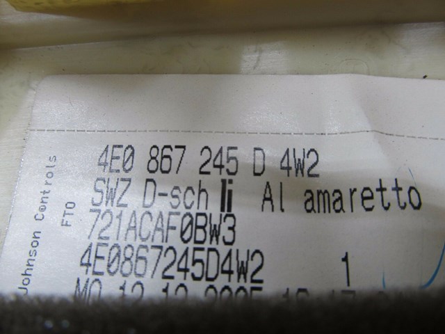 2004-2008 AUDI A8L W12 OEM LEFT REAR DRIVER SIDE D PILLAR QUARTER TRIM ALCANTARA