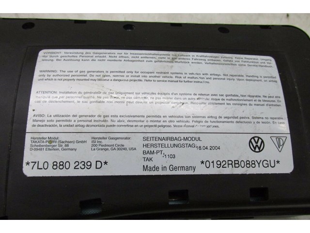 2004-2007 VOLKSWAGEN TOUAREG OEM FRONT LEFT DRIVER  SEAT AIRBAG AIR BAG 