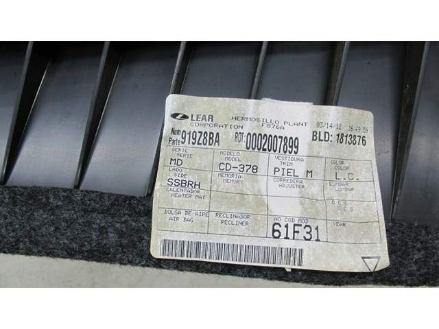 2010-2012 LINCOLN MKZ OEM RIGHT REAR SEAT SIDE BOLSTER 