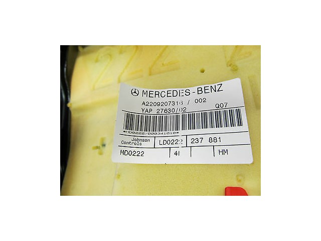 2003-2006 MERCEDES BENZ S500 W220 OEM RIGHT REAR SEAT UPPER BLACK PERFORATED