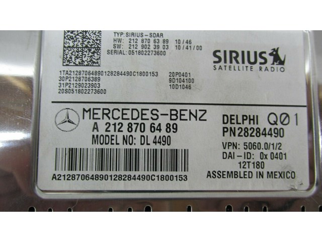 2012-2015 MERCEDES C250 COUPE W204 OEM SATELLITE RADIO RECEIVER MODULE 