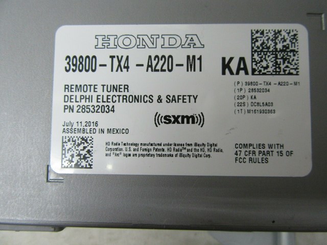 2016-2018 ACURA RDX OEM R. DASH REMOTE TUNER XM SATELLITE RADIO MODULE COMPUTER 