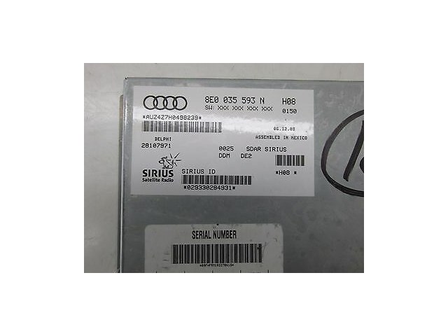 2009 AUDI A4 CABRIOLET 2.0T OEM LEFT REAR SIRIUS SATELLITE RADIO CONTROL MODULE