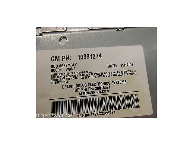 2005-2009 BUICK LACROSSE OEM FRONT CENTER 6 CD CHANGER AM/FM RADIO 