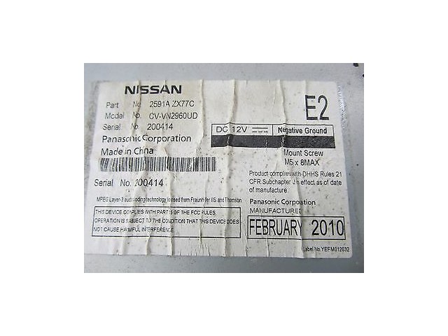 2009-2014 NISSAN MAXIMA OEM 6 DISC CD CHANGER BOSE 2GB HDD RADIO RECEIVER