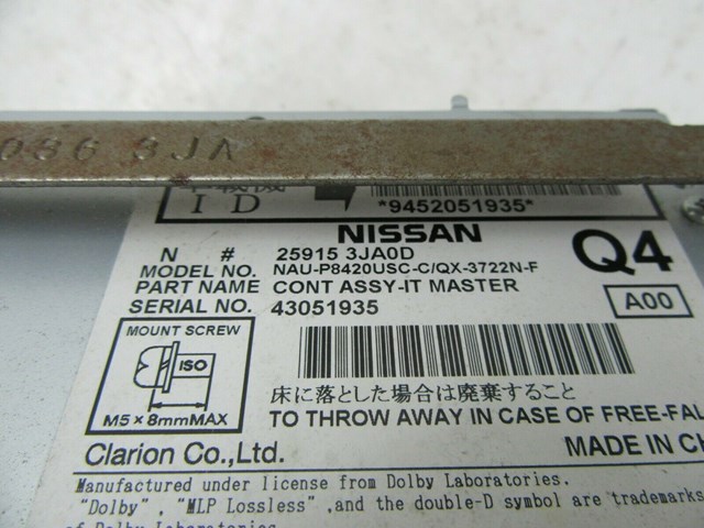 2013-2016 INFINITI QX60 JX35 OEM RADIO CD PLAYER RECEIVER WITH NAVIGATION 