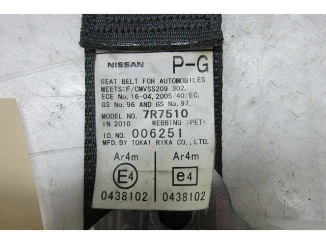 2009-2013 INFINITI G37 CONVERTIBLE OEM RIGHT REAR PASSENGER SIDE SEAT BELT