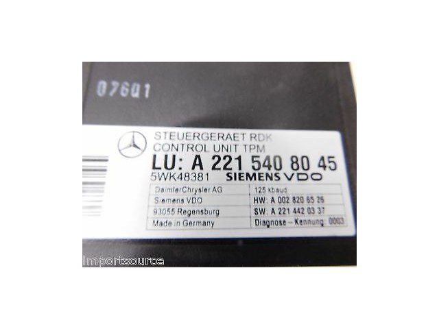 2007-2009 MERCEDES S550 W221 OEM TIRE PRESSURE MONITOR TPM CONTROL UNIT MODULE