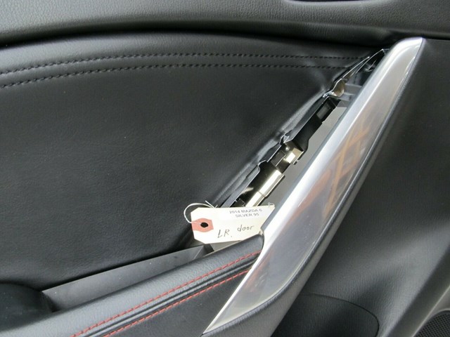  2013-2017 MAZDA 6 GRAND TOURING OEM LEFT REAR DOOR PANEL BLACK W/ RED STITCHING