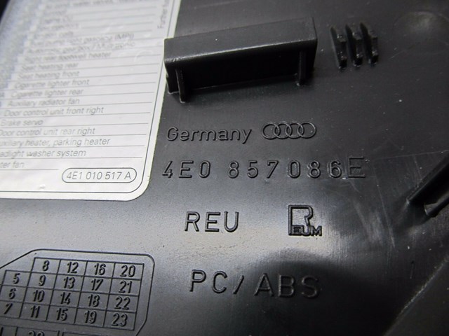 2004-2008 AUDI A8L W12 OEM RIGHT FRONT PASSENGER SIDE FUSE DASH COVER TRIM