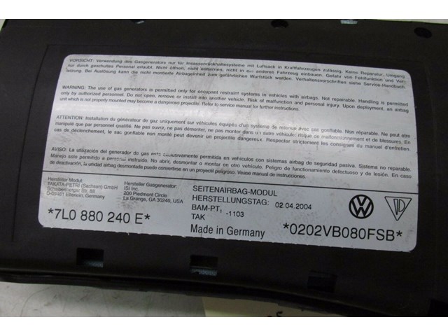 2004-2007 VOLKSWAGEN TOUAREG OEM FRONT RIGHT PASSENGER SEAT AIRBAG AIR BAG 