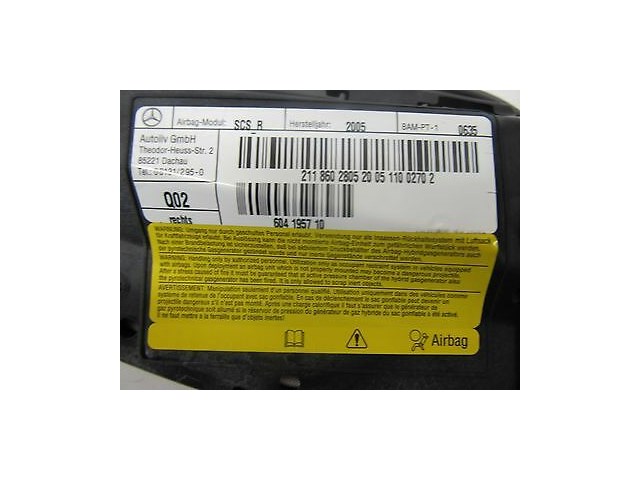 2006-2009 MERCEDES CLS500 W219 OEM RIGHT FRONT PASSENGER SEAT AIRBAG SRS GRAY
