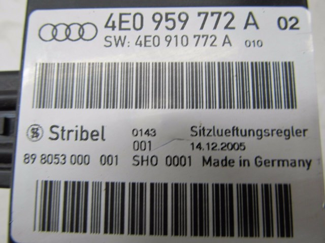 2004-2008 AUDI A8L W12 OEM RIGHT FRONT PASSENGER SEAT VENT CONTROL MODULE 