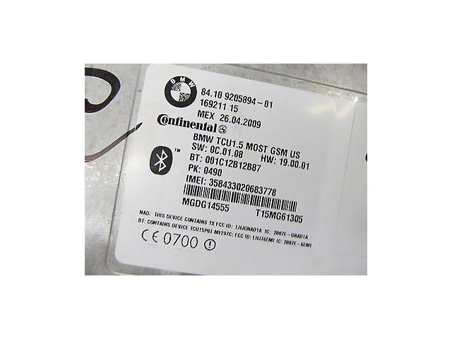 2008-2010 BMW 535i E60 OEM RMFD TELEMATICS MOTOROLA BLUETOOTH CONTROL MODULE