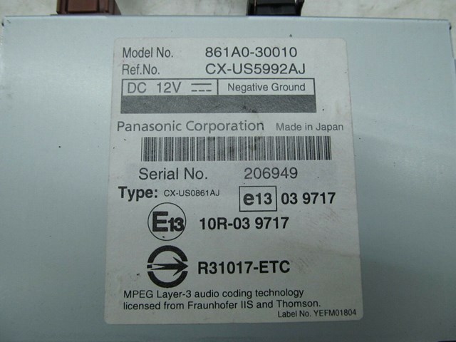  2007-2011 LEXUS GS350 OEM RIGHT REAR MULTI INTERFACE COMPUTER MODULE 