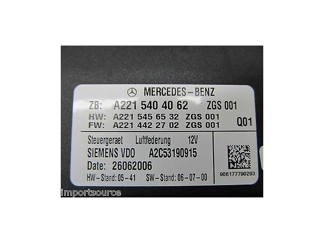 2007-2009 MERCEDES S550 W221 OEM AIR SUSPENSION CONTROL MODULE 2215404062