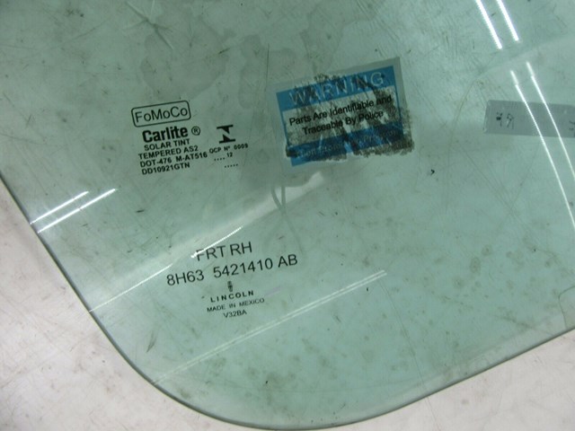 2010-2012 LINCOLN MKZ OEM RIGHT FRONT PASSENGER SIDE DOOR WINDOW GLASS
