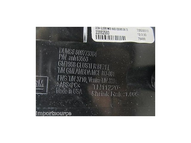 2013-2015 GMC ACADIA OEM INSTRUMENT CLUSTER CHROME TRIM SURROUND W/O HUD