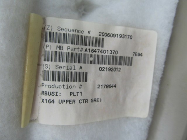 2007-2012 MERCEDES GL450 X164 OEM CENTER TRUNK HATCH UPPER TRIM A16474015707