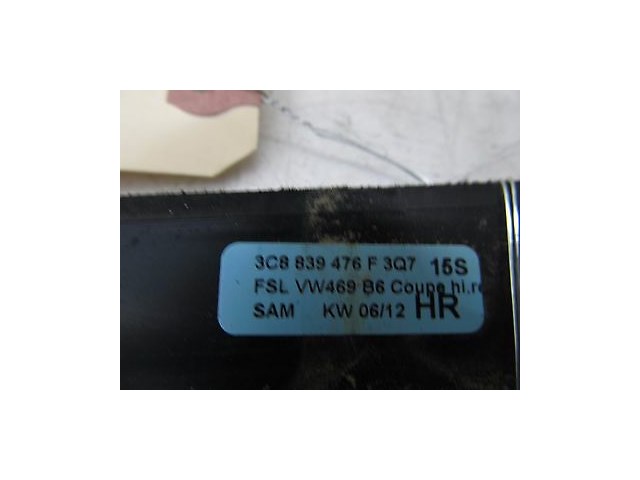 2009-2016 VOLKSWAGEN CC OEM RIGHT REAR DOOR EXTERIOR WEATHERSTRIP SEAL MOLDING