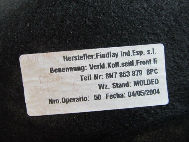 2000-2006 AUDI TT ROADSTER OEM LEFT SIDE TRUNK LINER COVER 