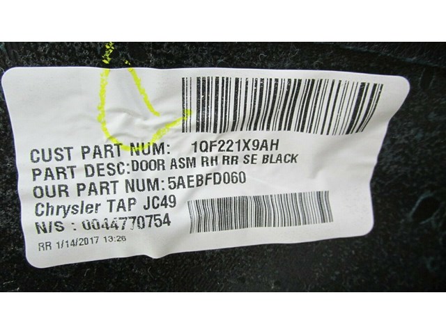 2011-2018 DODGE JOURNEY OEM RIGHT REAR PASS SIDE INTERIOR DOOR PANEL BLACK   