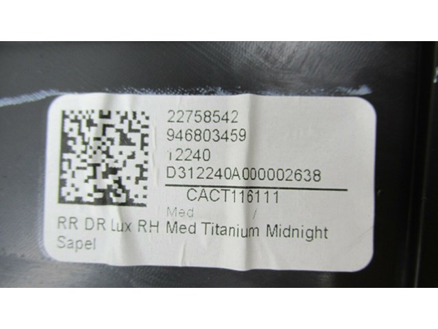 2013-2017 CADILLAC XTS OEM RIGHT REAR PASSENGER SIDE INTERIOR DOOR PANEL 