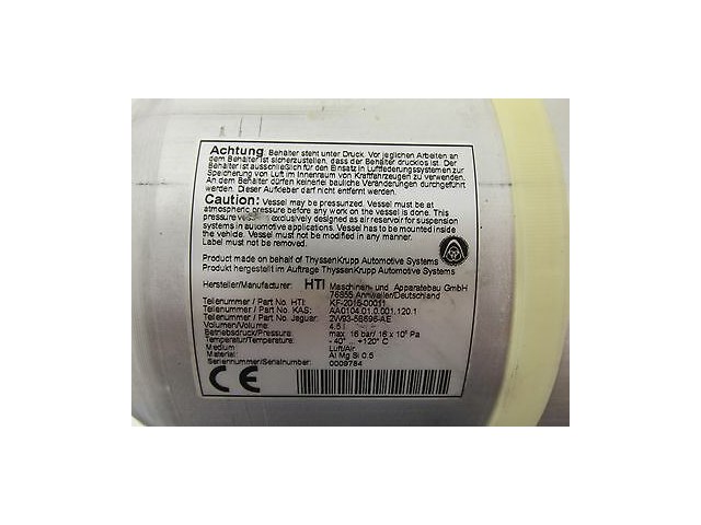 2004-2007 JAGUAR XJR X350 OEM AIR SUSPENSION ACCUMULATION RESERVOIR TANK