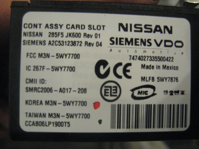 08 Infiniti G37 Steering Column /W Tilt & Tele 285F5 JK600 R17507