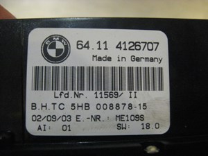 04 BMW M3 Climate Control Assembly /W Auto 64114126707 R18013