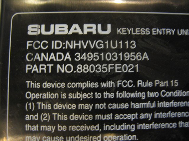 02 Subaru IMPREZA WRX keyless entry 88035FE021 R4669
