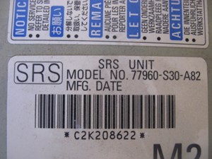 00 Honda PRELUDE Air Bag Set 77960 S30 A82 R13387