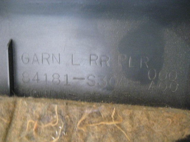 00 Honda PRELUDE Rear LH C Pillar Trim Panel 84181 S30 A000 R13409