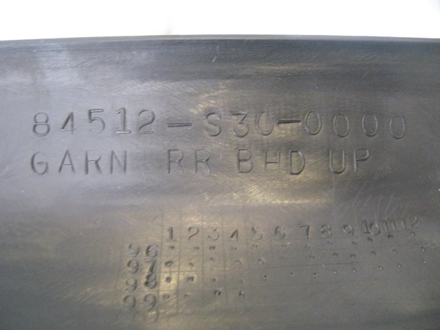 00 Honda PRELUDE Rear Trunk Garnish Trim Panel 84512 S30 0000 R13429