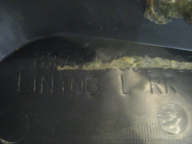 2000 Honda PRELUDE LH Driver Quarter Trim Panel 83780 S30 0000 R13472