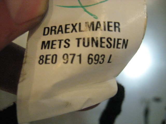 06 Audi S4 AUDI Rear RH Passenger Door Harness 8E0 971 693 R14122