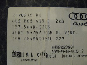 06 Audi S4 AUDI Rear Trunk Carpet 8E5 863 463 R14185