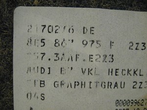 06 Audi S4 AUDI Rear Trunklid Carpet Trim 8E5 867 975 R14193