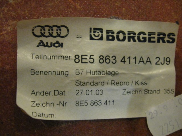 06 Audi S4 AUDI Rear Speaker Decklid 8e5 863 411 R14196