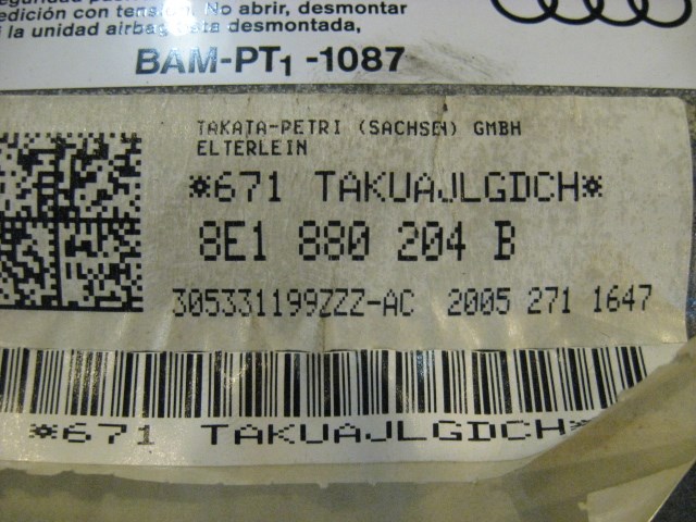 06 Audi S4 AUDI Driver Passenger Airbag Module Set