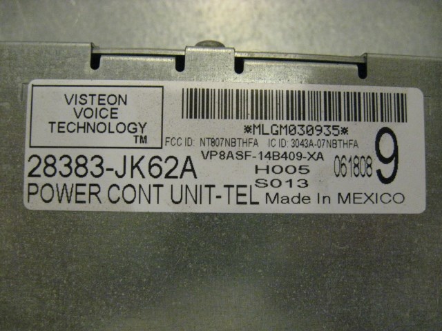 08 Infiniti G37 Telephone Power Control Unit 28383 JK62A R14473