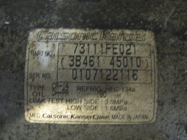 02 Subaru IMPREZA WRX AC Compressor Assy 73111FE021 R19551