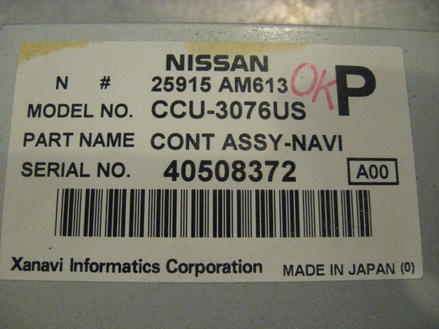 04 Infiniti G35 Navigation DVD Control Assy  25915AM613 R15178