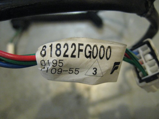 08 Subaru IMPREZA WRX Rear RH Door Wire Harness 81822FG000 R15926